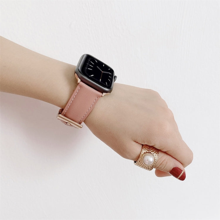 Skorter | For Apple Watch 5 & 4 44mm / 3 & 2 & 1 42mm V Tail Style Stitching Leather Strap (Pink)