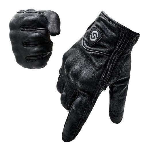 Skorter | WUPP CS-1047A Motorcycle Racing Cycling Windproof Leather Full Finger Gloves, Size:L(Black)