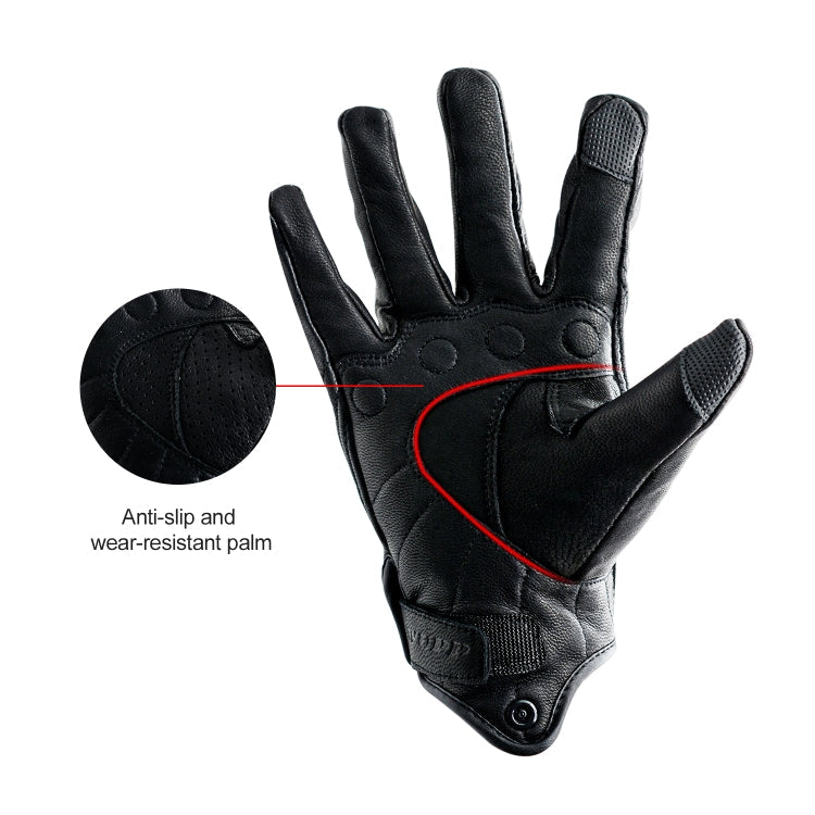 Skorter | WUPP CS-1047A Motorcycle Racing Cycling Windproof Leather Full Finger Gloves, Size:L(Black)