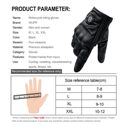 Skorter | WUPP CS-1047A Motorcycle Racing Cycling Windproof Leather Full Finger Gloves, Size:L(Black)
