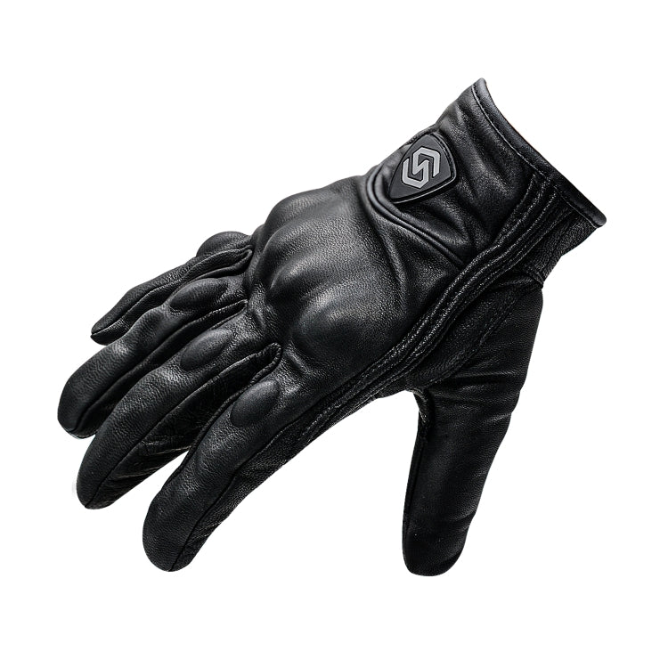 Skorter | WUPP CS-1047A Motorcycle Racing Cycling Windproof Leather Full Finger Gloves, Size:XL(Black)