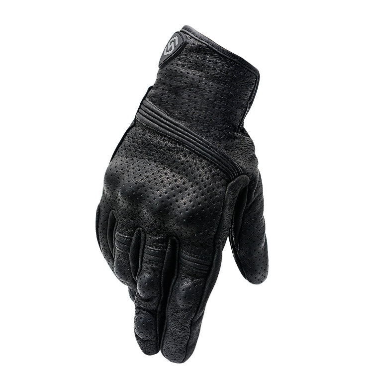 Skorter | WUPP CS-1049A Outdoor Motorcycle Cycling Breathable Leather Full Finger Gloves with Holes, Size:M(Black)