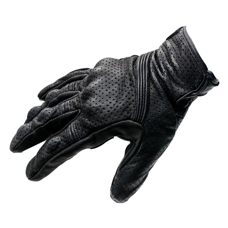 Skorter | WUPP CS-1049A Outdoor Motorcycle Cycling Breathable Leather Full Finger Gloves with Holes, Size:M(Black)