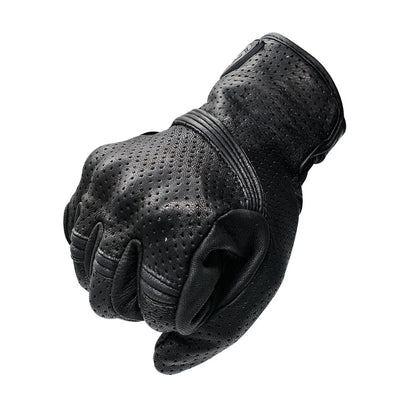Skorter | WUPP CS-1049A Outdoor Motorcycle Cycling Breathable Leather Full Finger Gloves with Holes, Size:M(Black)