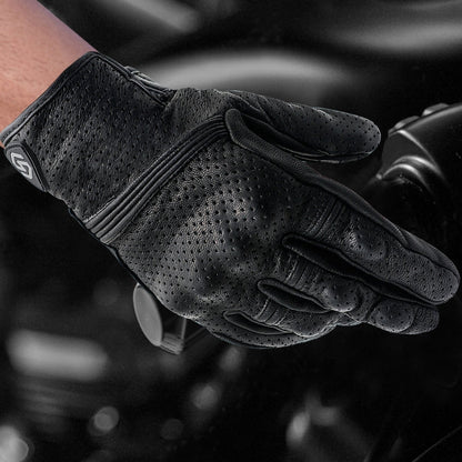 Skorter | WUPP CS-1049A Outdoor Motorcycle Cycling Breathable Leather Full Finger Gloves with Holes, Size:M(Black)