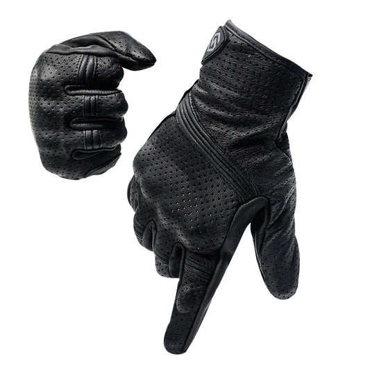 Skorter | WUPP CS-1049A Outdoor Motorcycle Cycling Breathable Leather Full Finger Gloves with Holes, Size:XXL(Black)