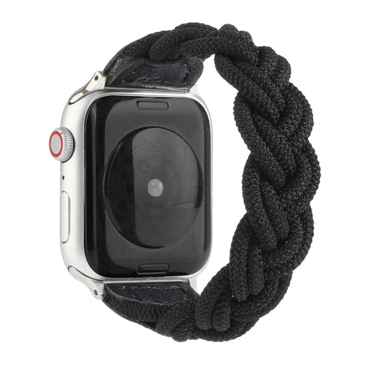Skorter | Elastic Woven Watch Band for Apple Watch Series 7 41 mm / 6 & SE & 5 & 4 40 mm / 3 & 2 & 1 38 mm, Length: 150 mm (Black)