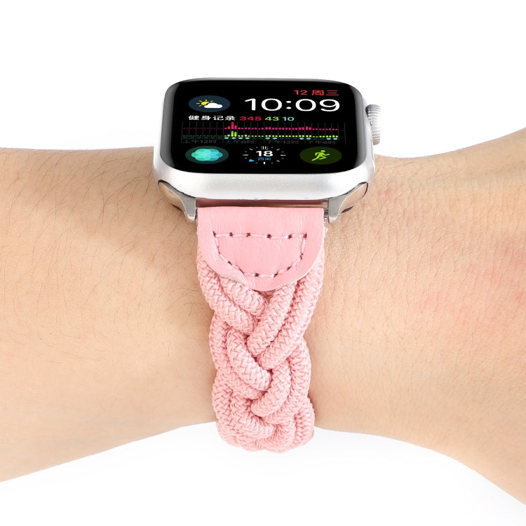 Skorter | Elastic woven bracelet for Apple Watch Series 7 41mm / 6 & SE & 5 & 4 40mm / 3 & 2 & 1 38mm, Length:150mm(Pink)