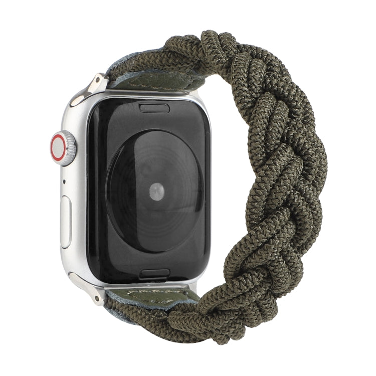 Skorter | Elastic Woven Watch Band for Apple Watch Series 7 41mm / 6 & SE & 5 & 4 40mm / 3 & 2 & 1 38mm, Length:150mm (Dark Green)