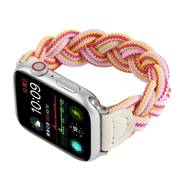 Skorter | Elastic Woven Watch Band for Apple Watch Series 9&8&7 41mm / SE 3&SE 2&6&SE&5&4 40mm / 3&2&1 38mm, Length:160mm (Rose Pink)