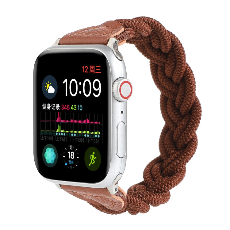 Skorter | Elastic woven watch band for Apple Watch Series 9&8&7 41mm / SE 3&SE 2&6&SE&5&4 40mm / 3&2&1 38mm, Length:160mm (Coffee)