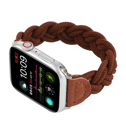 Skorter | Elastic woven watch band for Apple Watch Series 9&8&7 41mm / SE 3&SE 2&6&SE&5&4 40mm / 3&2&1 38mm, Length:160mm (Coffee)