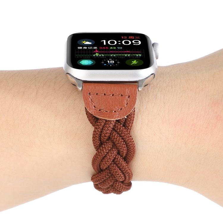 Skorter | Elastic woven watch band for Apple Watch Series 9&8&7 41mm / SE 3&SE 2&6&SE&5&4 40mm / 3&2&1 38mm, Length:160mm (Coffee)