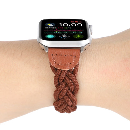 Skorter | Elastic woven watch band for Apple Watch Series 9&8&7 41mm / SE 3&SE 2&6&SE&5&4 40mm / 3&2&1 38mm, Length:160mm (Coffee)