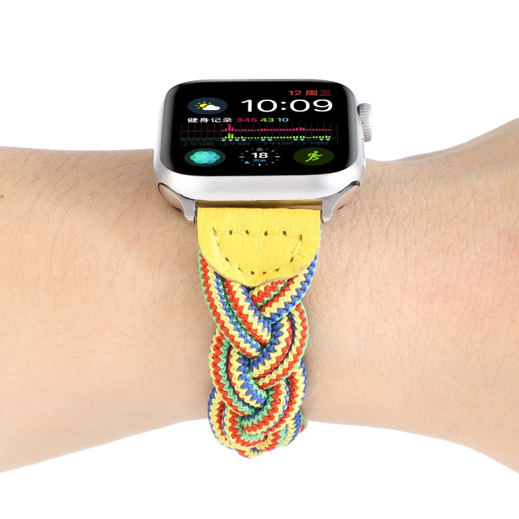 Skorter | Elastic Woven Bracelet for Apple Watch Series 9&8&7 41mm / SE 3&SE 2&6&SE&5&4 40mm / 3&2&1 38mm, Length:160mm (Yellow Green Orange)