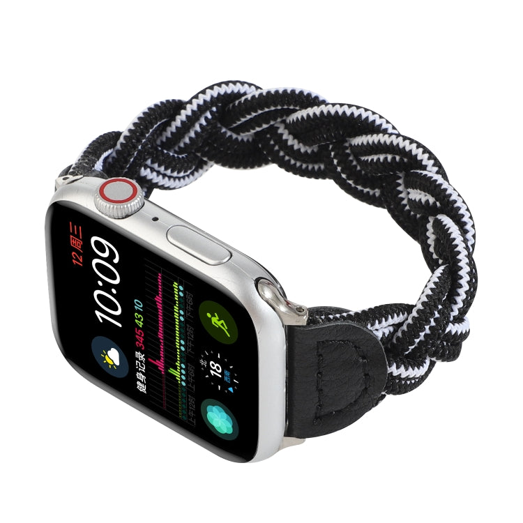 Skorter | Elastic Woven Bracelet for Apple Watch Series 9&8&7 41mm / SE 3&SE 2&6&SE&5&4 40mm / 3&2&1 38mm, Length:160mm (Black White)