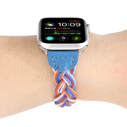 Skorter | Elastic woven bracelet for Apple Watch Ultra 49mm & Watch Ultra 2 49mm / Series 9 & 8 & 7 45mm / SE 3 & SE 2 & 6 & SE & 5 & 4 44mm / 3 & 2 & 1 42mm, Length: 120mm (Blue White Orange)