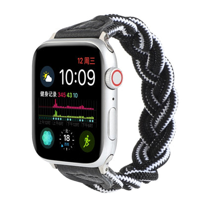 Skorter | Elastic woven watch band for Apple Watch Ultra 49mm & Watch Ultra 2 49mm / Series 9 & 8 & 7 45mm / SE 3 & SE 2 & 6 & SE & 5 & 4 44mm / 3 & 2 & 1 42mm, Length: 120mm (Black White)
