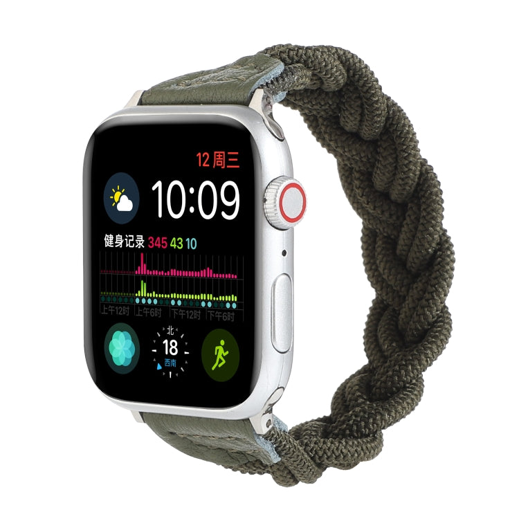 Skorter | Elastic Woven Watch Band for Apple Watch Series 7 45mm / 6 & SE & 5 & 4 44mm / 3 & 2 & 1 42mm, Length: 130mm (Dark Green)