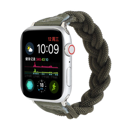 Skorter | Elastic Woven Watch Band for Apple Watch Series 7 45mm / 6 & SE & 5 & 4 44mm / 3 & 2 & 1 42mm, Length: 130mm (Dark Green)