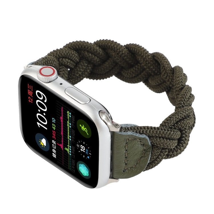 Skorter | Elastic Woven Watch Band for Apple Watch Series 7 45mm / 6 & SE & 5 & 4 44mm / 3 & 2 & 1 42mm, Length: 130mm (Dark Green)