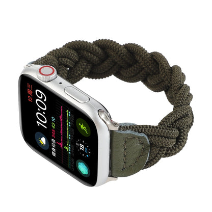 Skorter | Elastic Woven Watch Band for Apple Watch Series 7 45mm / 6 & SE & 5 & 4 44mm / 3 & 2 & 1 42mm, Length: 130mm (Dark Green)