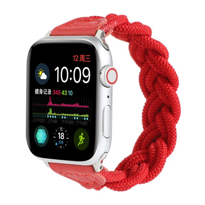 Skorter | Elastic woven watch band for Apple Watch Ultra 49mm & Watch Ultra 2 49mm / Series 9 & 8 & 7 45mm / SE 3 & SE 2 & 6 & SE & 5 & 4 44mm / 3 & 2 & 1 42mm, Length: 130mm (Red)
