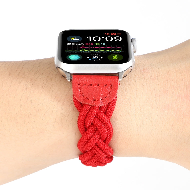 Skorter | Elastic woven watch band for Apple Watch Ultra 49mm & Watch Ultra 2 49mm / Series 9 & 8 & 7 45mm / SE 3 & SE 2 & 6 & SE & 5 & 4 44mm / 3 & 2 & 1 42mm, Length: 130mm (Red)