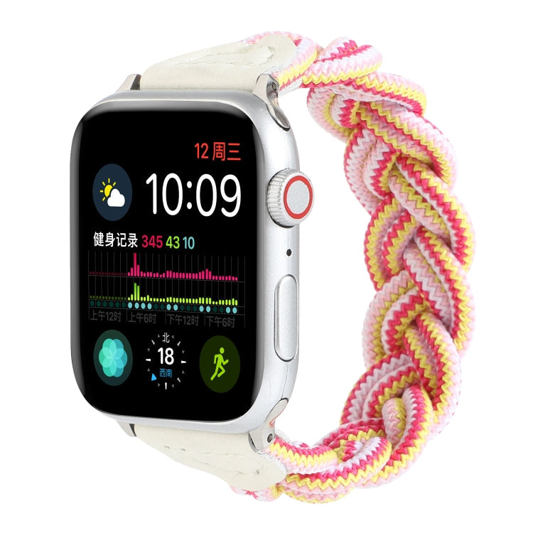 Skorter | Elastic Woven Bracelet for Apple Watch Series 7 45mm / 6 & SE & 5 & 4 44mm / 3 & 2 & 1 42mm, Length: 150mm (Rose Red Pink)