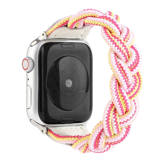 Skorter | Elastic Woven Bracelet for Apple Watch Series 7 45mm / 6 & SE & 5 & 4 44mm / 3 & 2 & 1 42mm, Length: 150mm (Rose Red Pink)