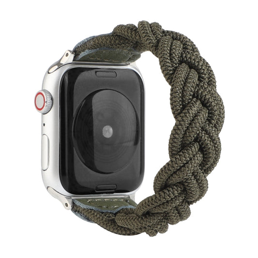 Skorter | Elastic woven watch strap for Apple Watch Series 7 45mm / 6 & SE & 5 & 4 44mm / 3 & 2 & 1 42mm, Length:150mm (Dark Green)