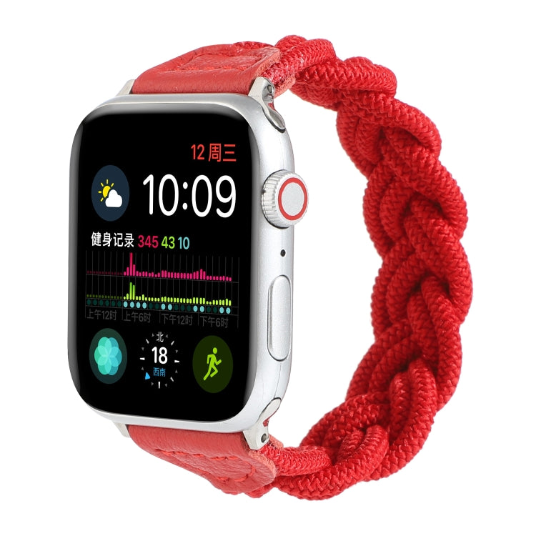 Skorter | Elastic Woven Watch Strap for Apple Watch Series 7 45mm / 6 & SE & 5 & 4 44mm / 3 & 2 & 1 42mm, Length:150mm (Red)