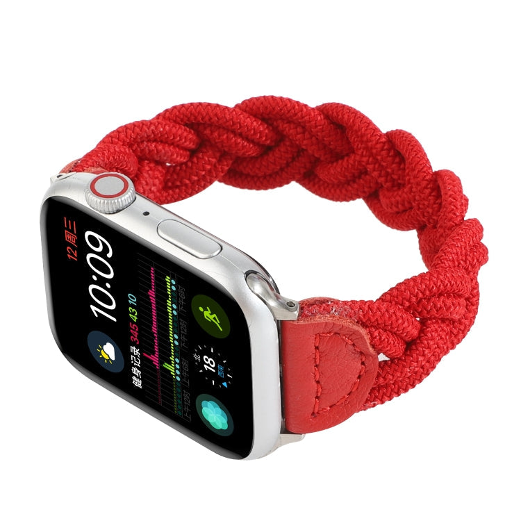 Skorter | Elastic Woven Watch Strap for Apple Watch Series 7 45mm / 6 & SE & 5 & 4 44mm / 3 & 2 & 1 42mm, Length:150mm (Red)