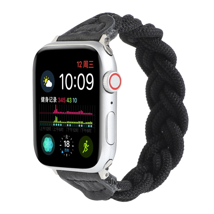 Skorter | Elastic woven watch band for Apple Watch Ultra 49 mm & Watch Ultra 2 49 mm / Series 9 & 8 & 7 45 mm / SE 3 & SE 2 & 6 & SE & 5 & 4 44 mm / 3 & 2 & 1 42 mm, Length: 160 mm (Black)