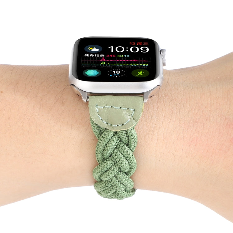 Skorter | Elastic woven watch band for Apple Watch Ultra 49mm & Watch Ultra 2 49mm / Series 9 & 8 & 7 45mm / SE 3 & SE 2 & 6 & SE & 5 & 4 44mm / 3 & 2 & 1 42mm, Length: 160mm (Green)