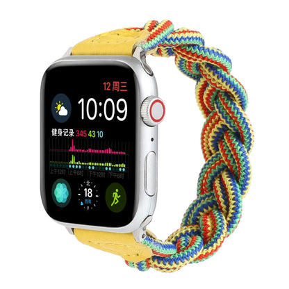 Skorter | Elastic Woven Watch Band for Apple Watch Series 7 45mm / 6 & SE & 5 & 4 44mm / 3 & 2 & 1 42mm, Length: 160mm (Yellow Green Orange)