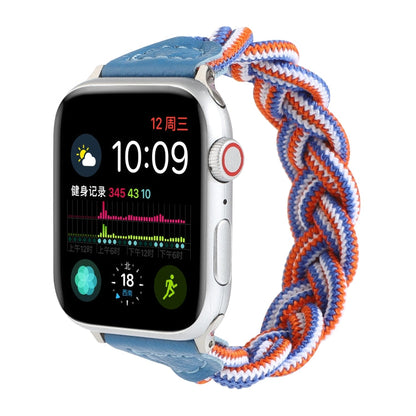 Skorter | Elastic Woven Strap for Apple Watch Series 7 45mm / 6 & SE & 5 & 4 44mm / 3 & 2 & 1 42mm, Length: 160mm (Blue Black Orange)