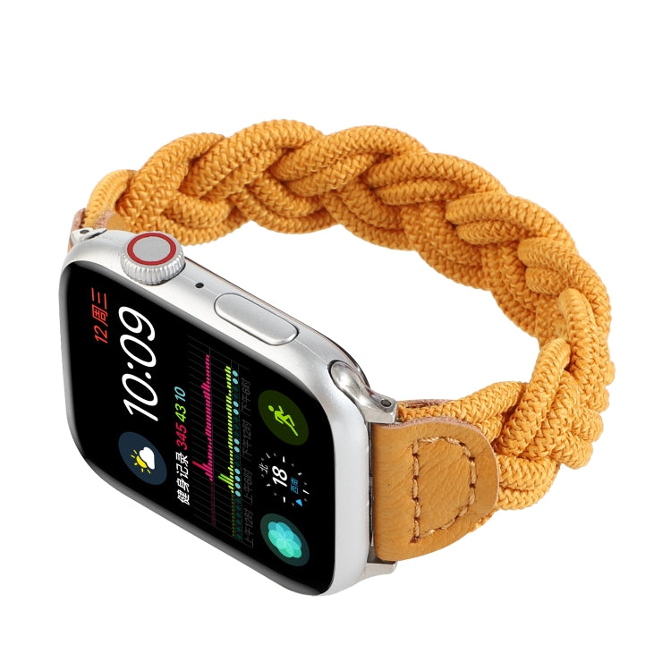 Skorter | Elastic woven watch strap for Apple Watch Ultra 49mm & Watch Ultra 2 49mm / Series 9 & 8 & 7 45mm / SE 3 & SE 2 & 6 & SE & 5 & 4 44mm / 3 & 2 & 1 42mm, Length: 160mm (Yellow)