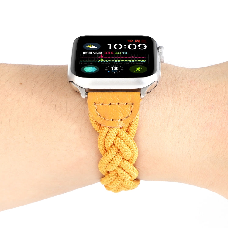 Skorter | Elastic woven watch strap for Apple Watch Ultra 49mm & Watch Ultra 2 49mm / Series 9 & 8 & 7 45mm / SE 3 & SE 2 & 6 & SE & 5 & 4 44mm / 3 & 2 & 1 42mm, Length: 160mm (Yellow)