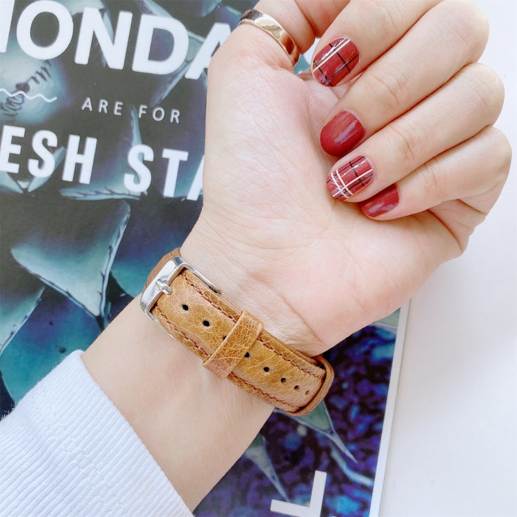 Skorter | Dubbelsidigt läderarmband för Apple Watch Ultra 49mm &amp; Watch Ultra 2 49mm / Serie 9 &amp; 8 &amp; 7 45mm / SE 3 &amp; SE 2 &amp; 6 &amp; SE &amp; 5 &amp; 4 44mm / 3 &amp; 2 &amp; 1 42mm (gulbrun)