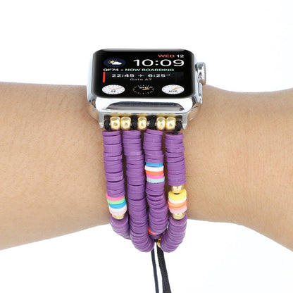 Skorter | Bohemian Style Soft Ceramic Beads Strap For Apple Series 7 41mm / 6 & SE & 5 & 4 40mm / 3 & 2 & 1 38mm (Purple)