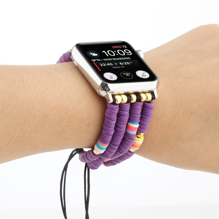 Skorter | Bohemian Style Soft Ceramic Beads Strap For Apple Series 7 41mm / 6 & SE & 5 & 4 40mm / 3 & 2 & 1 38mm (Purple)