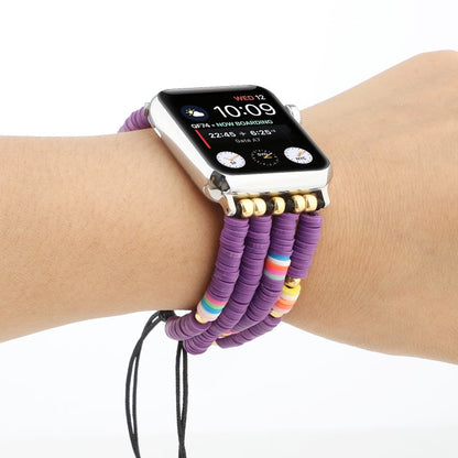 Skorter | Bohemian Style Soft Ceramic Beads Strap For Apple Series 7 41mm / 6 & SE & 5 & 4 40mm / 3 & 2 & 1 38mm (Purple)