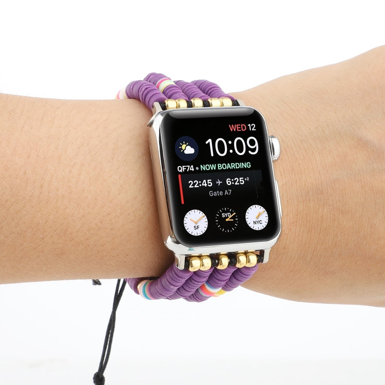 Skorter | Bohemian Style Soft Ceramic Beads Strap For Apple Series 7 41mm / 6 & SE & 5 & 4 40mm / 3 & 2 & 1 38mm (Purple)