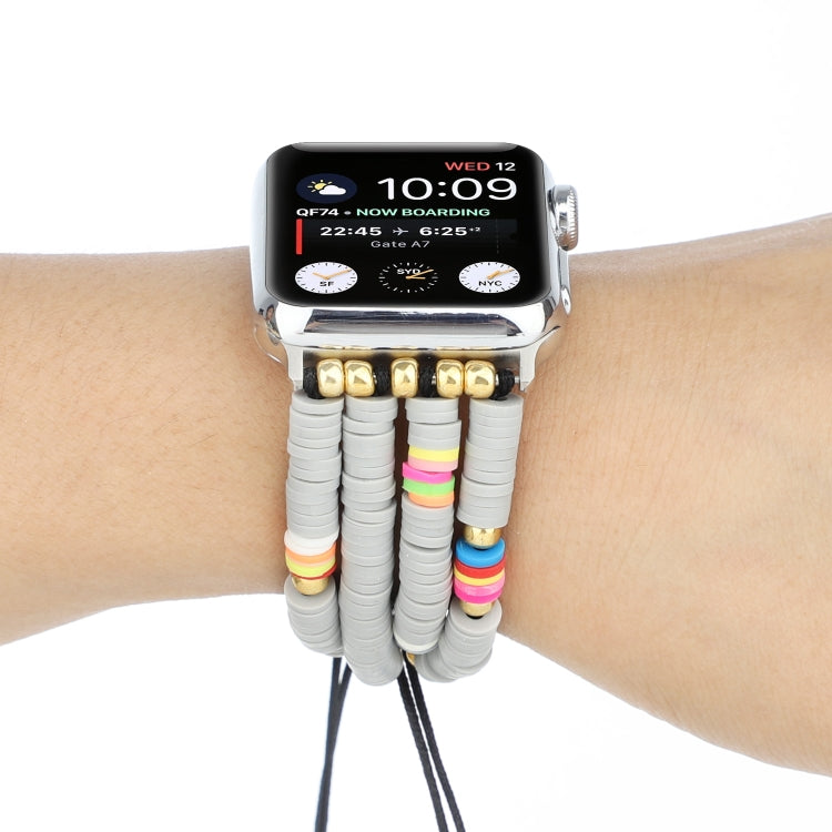 Skorter | Bohemian Style Soft Ceramic Bead Bracelets for Apple Series 7 41mm / 6 & SE & 5 & 4 40mm / 3 & 2 & 1 38mm (Gray)