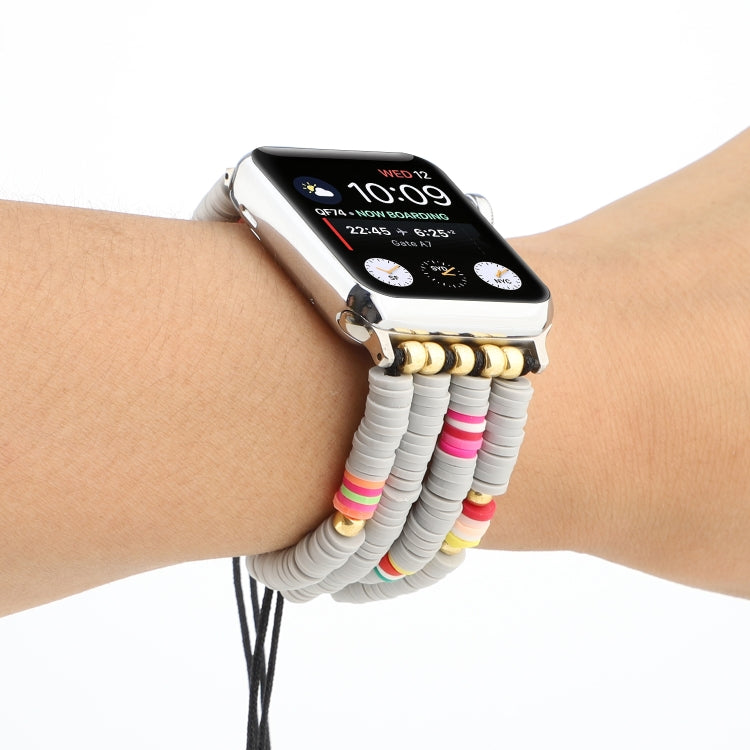 Skorter | Bohemian Style Soft Ceramic Bead Bracelets for Apple Series 7 41mm / 6 & SE & 5 & 4 40mm / 3 & 2 & 1 38mm (Gray)