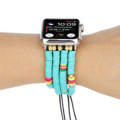 Skorter | Bohemian style soft ceramic beads bracelet for Apple Series 7 41mm / 6 & SE & 5 & 4 40mm / 3 & 2 & 1 38mm (Blue)