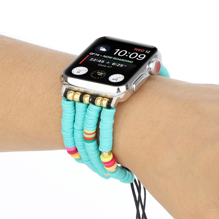 Skorter | Bohemian style soft ceramic beads bracelet for Apple Series 7 41mm / 6 & SE & 5 & 4 40mm / 3 & 2 & 1 38mm (Blue)