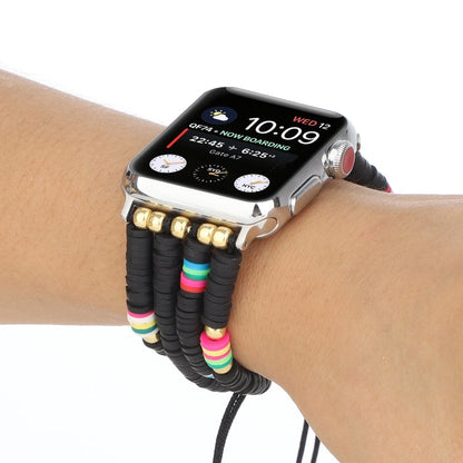 Skorter | Bohemian Style Soft Ceramic Beads Strap For Apple Series 7 41mm / 6 & SE & 5 & 4 40mm / 3 & 2 & 1 38mm (Black)