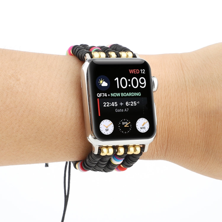 Skorter | Bohemian Style Soft Ceramic Beads Strap For Apple Series 7 41mm / 6 & SE & 5 & 4 40mm / 3 & 2 & 1 38mm (Black)